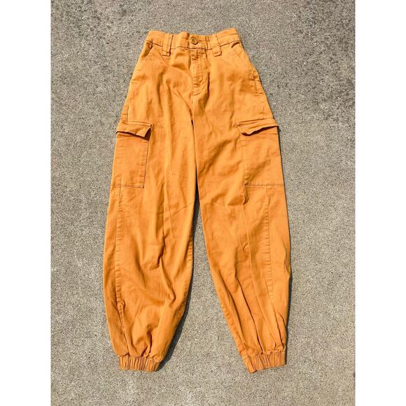 BDG Pants Women Size XS Orange Cargo Utility Elastic Waist Joggers Zip Fly - Picture 1 of 6